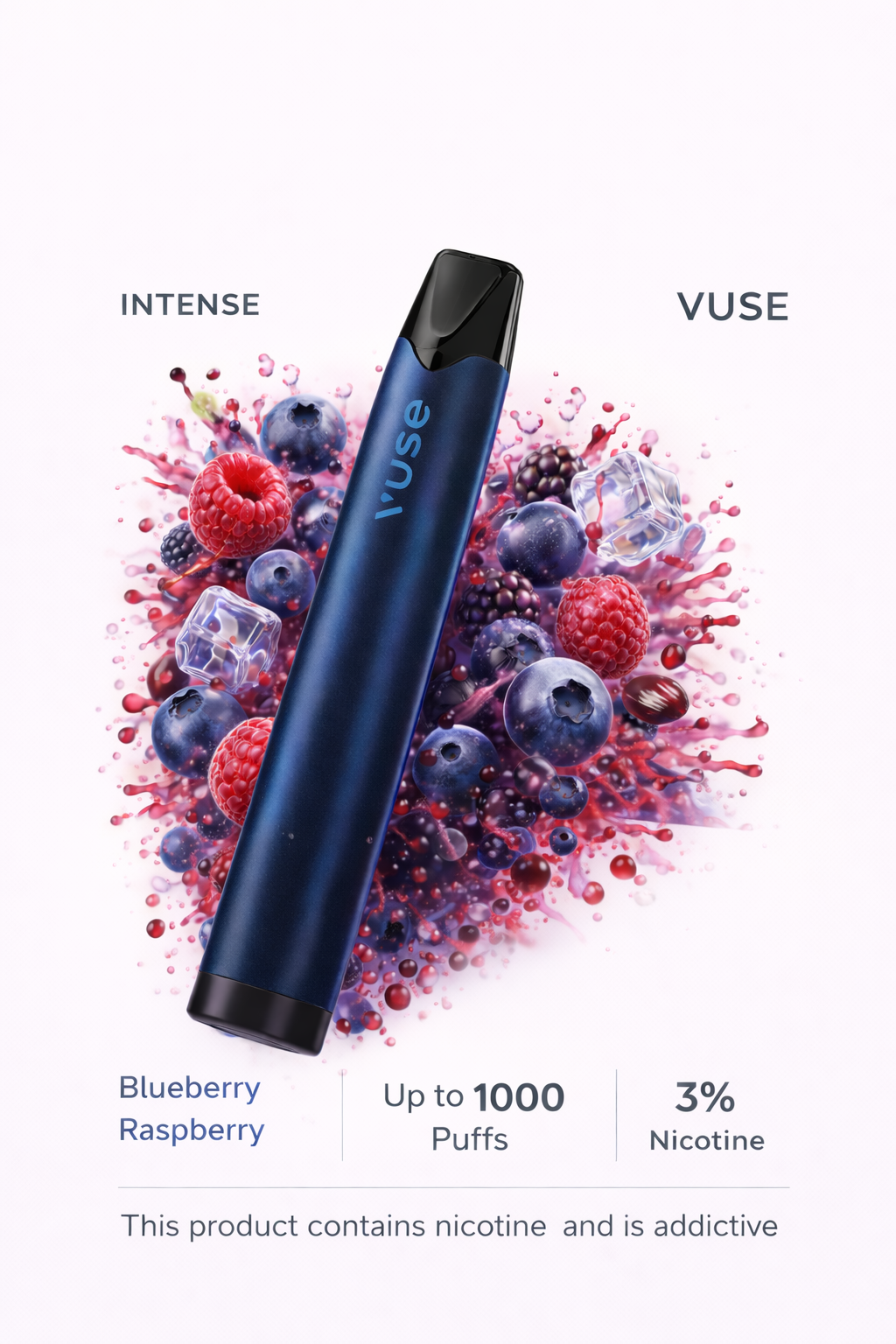 file_000000004a3c71f5a6ff83935eb3534d3229120076868915345.png VUSE PRO ONE DEVICE +1000 puffs (BLUEBERRY RASPBERRY) 3% NIC - Image 1